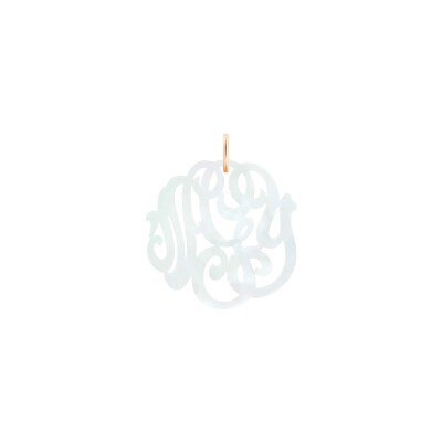 Charm Ginette NY CHARMS Monogram en or rose et nacre blanche