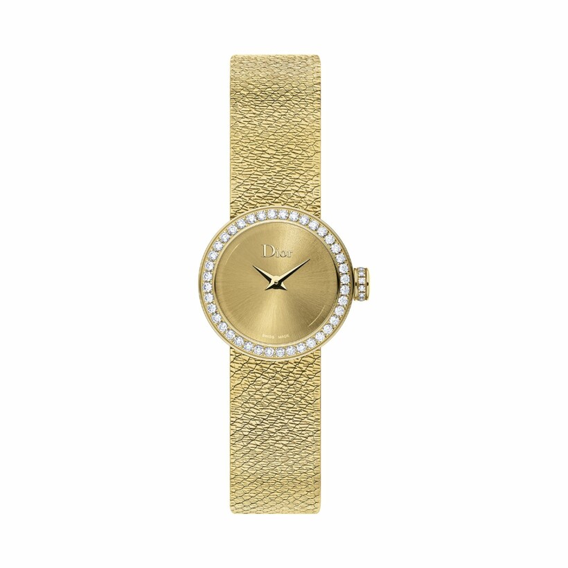 La Mini D de Dior Satine or jaune 19mm watch