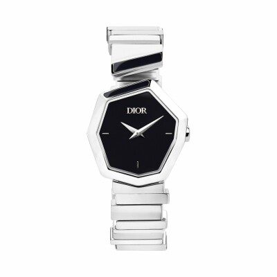 Montre Dior Gem Dior acier et nacre noire 155mm