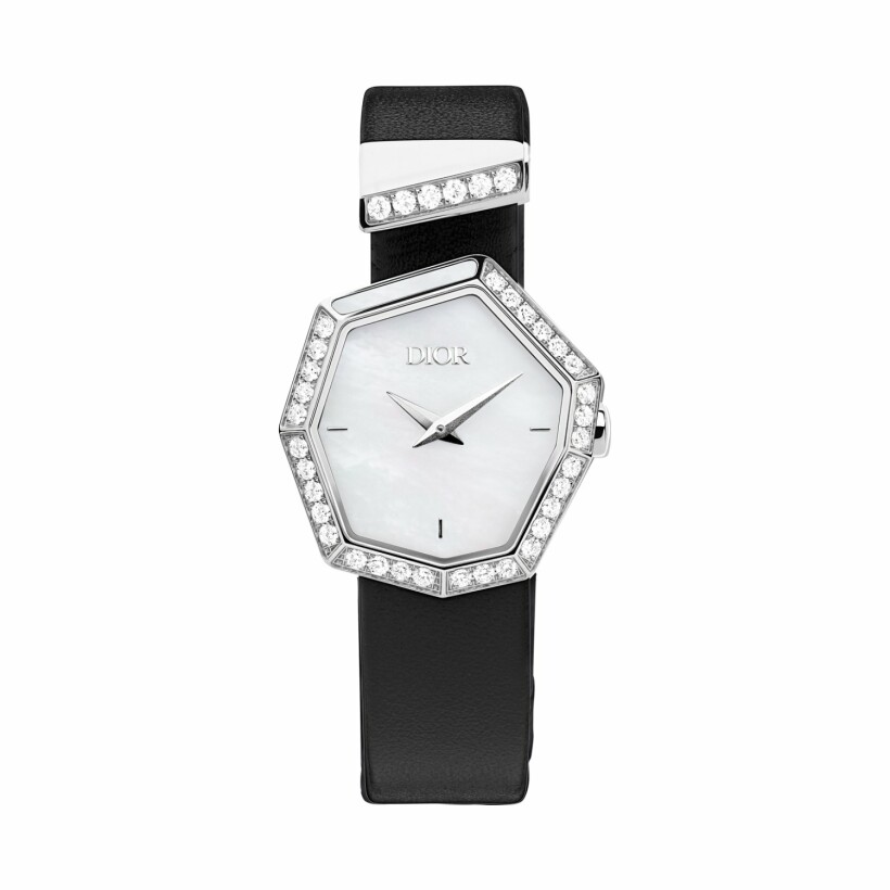Montre Dior Gem Dior acier, diamants et nacre blanche 165mm