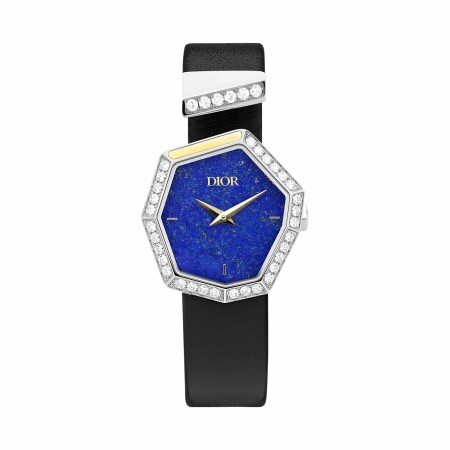 Montre Dior Gem Dior acier, or jaune, diamants et lapis lazuli 155mm