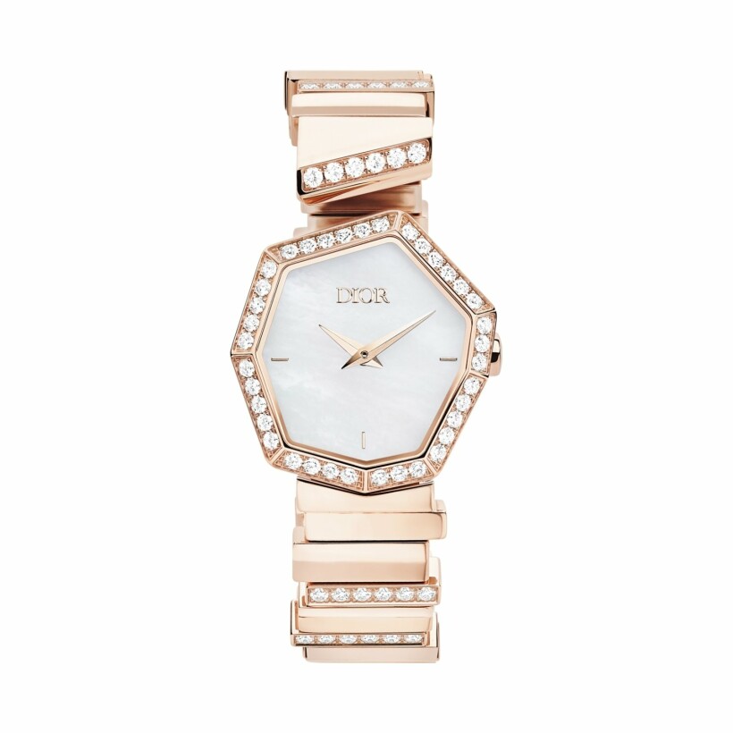 Dior Gem Dior or rose, diamants et nacre blanche 165mm watch