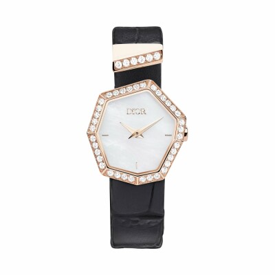 Montre Dior Gem Dior or rose, diamants et nacre blanche 155mm