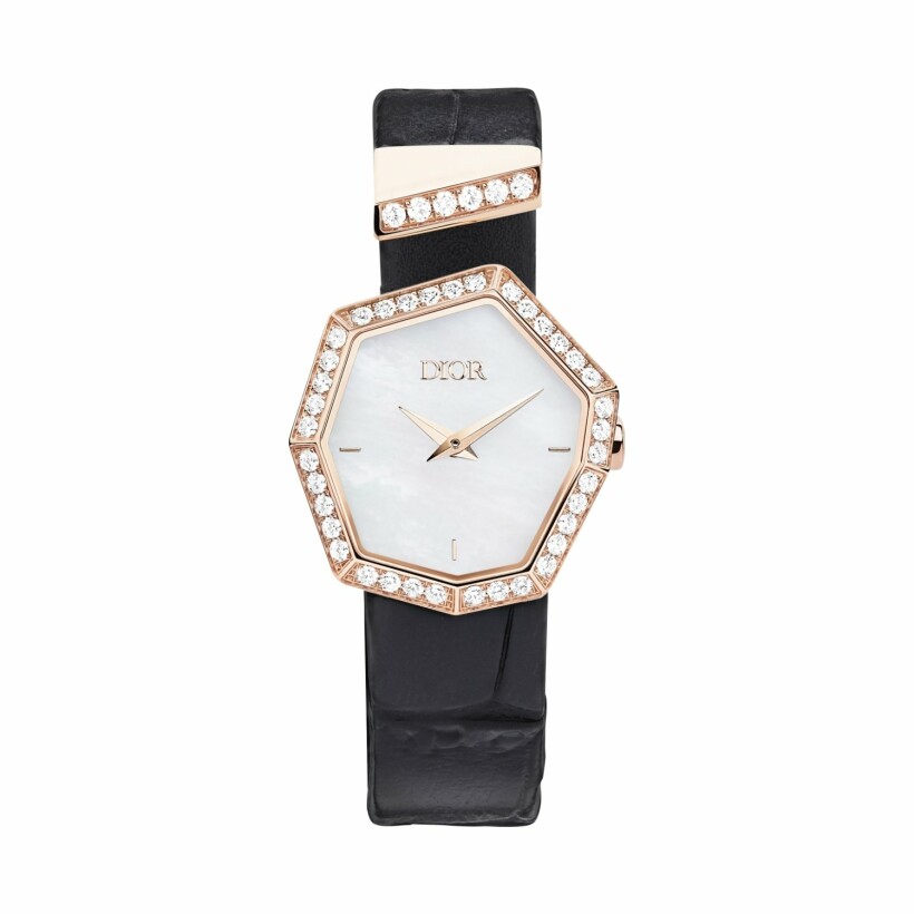 Dior Gem Dior or rose, diamants et nacre blanche 165mm watch