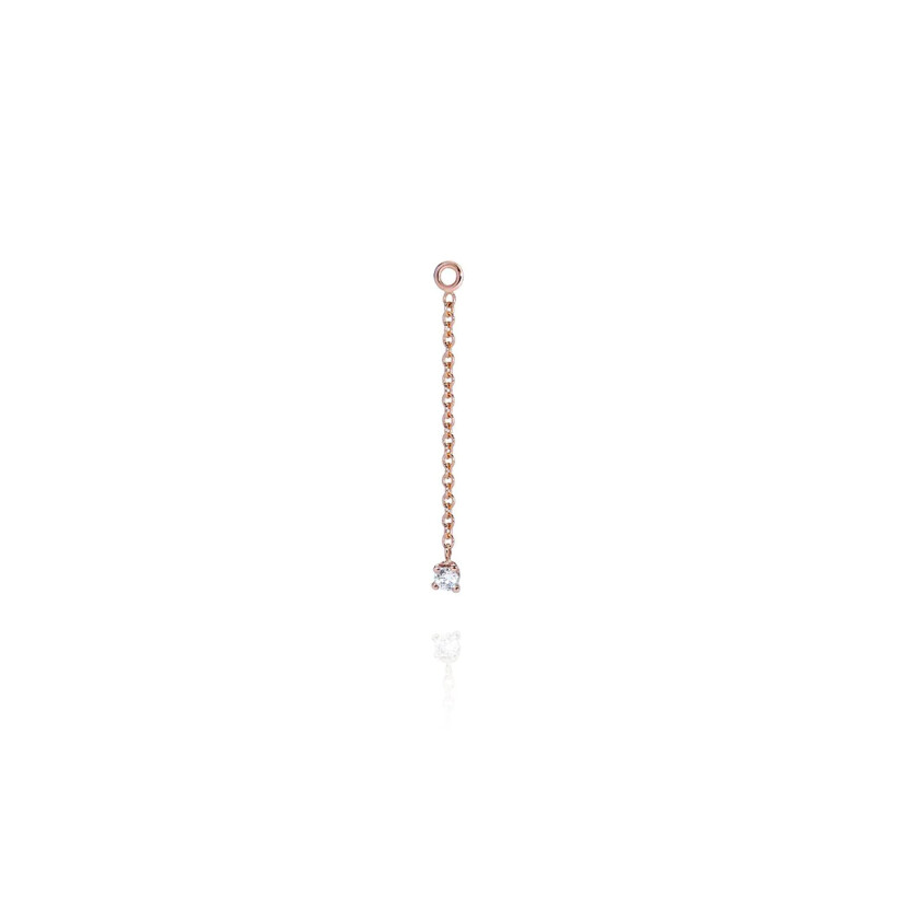 Mono boucle d'oreille chaîne Burato Solitaire en or rose et diamant