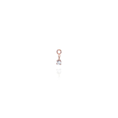 Mono boucle d'oreille chaîne Burato Solitaire en or rose et diamant