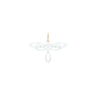 Charm Ginette NY CHARMS Dragonfly en or rose et nacre blanche