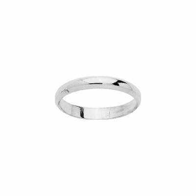 Alliance demi-jonc en or blanc, 3mm