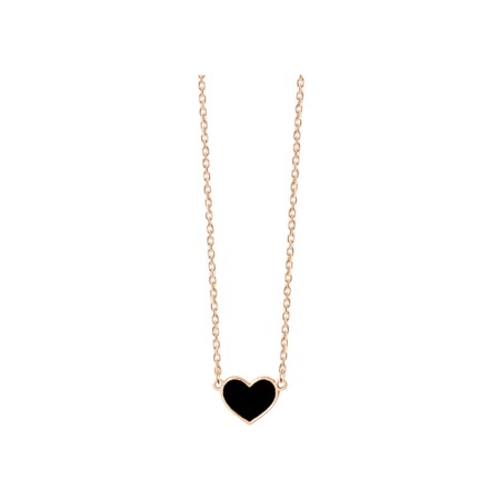 Collier Vanrycke Emoji Cœur en or rose et email