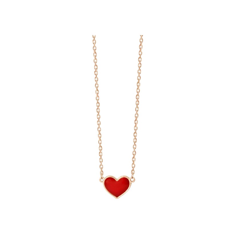 Collier Vanrycke Emoji Cœur en or rose et email