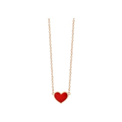 Collier Vanrycke Emoji Cœur en or rose et email