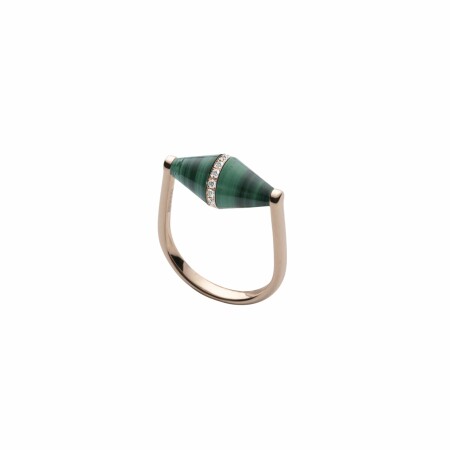 Bague Heavenly Celest en or rose, diamants et malachite, GM