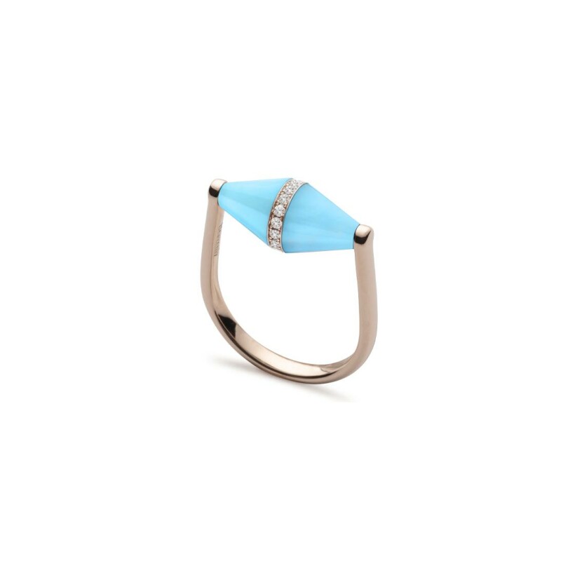 Heavenly Celest ring, pink gold, turquoise and diamonds, large size