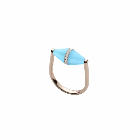 Bague Heavenly Celest en or rose, diamants et turquoise, GM