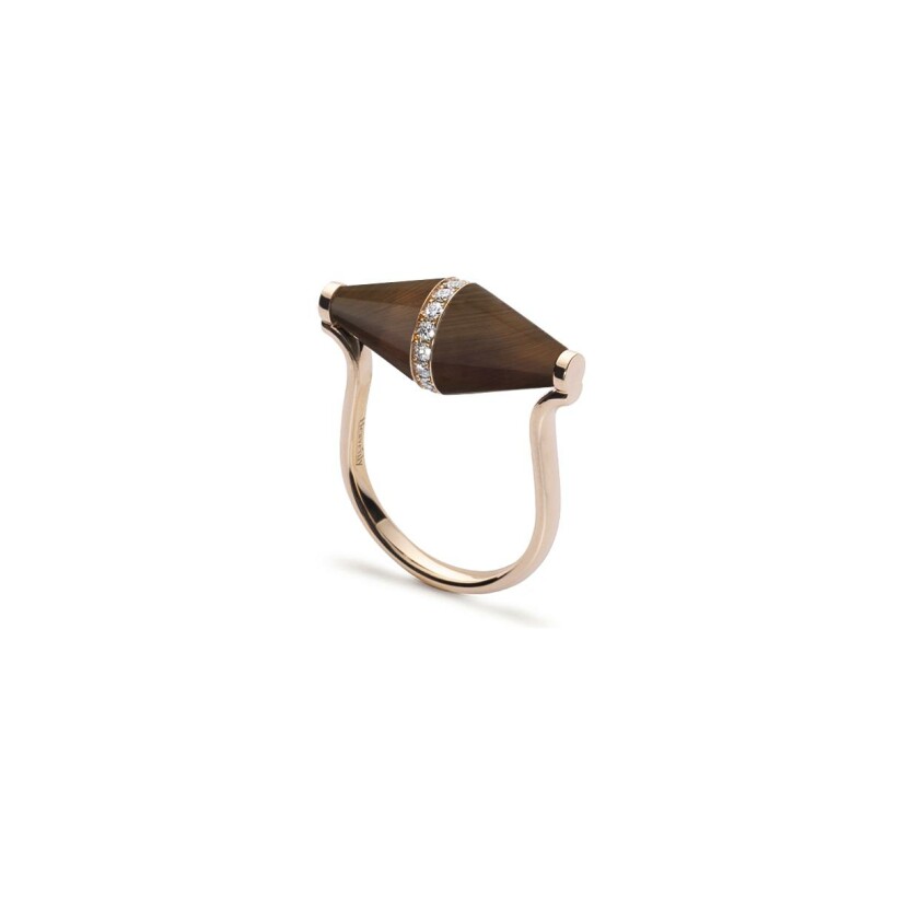 Heavenly Celest XL ring, pink gold, bull's eye and diamonds