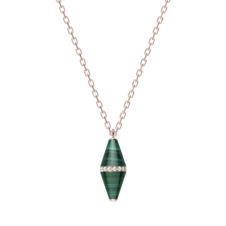 Heavenly Celest pendant, pink gold, diamonds and malachite, XL size