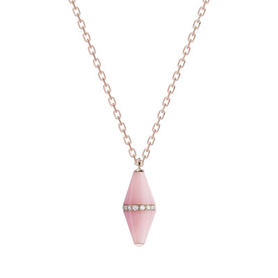 Heavenly Celest pendant, pink gold, diamonds and pink opale, XL size