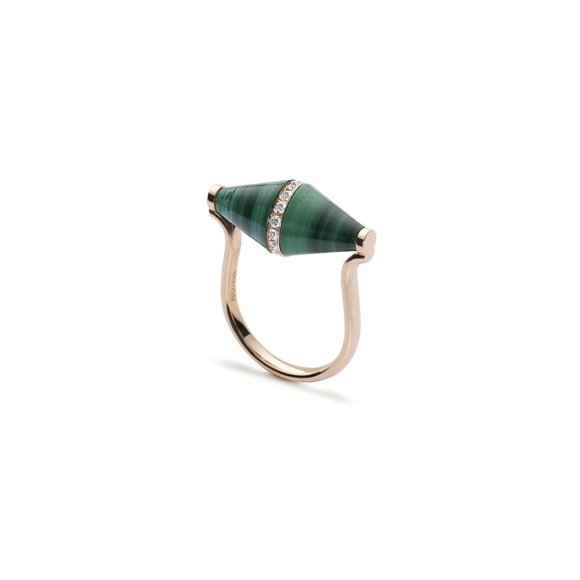 Heavenly Celest XL ring, pink gold, malachite and diamonds