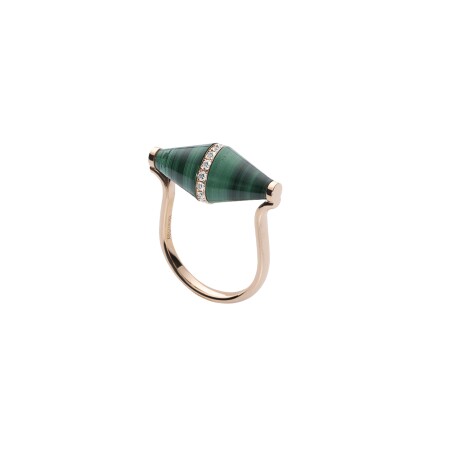 Bague Heavenly Celest en or rose, diamants et malachite, XL