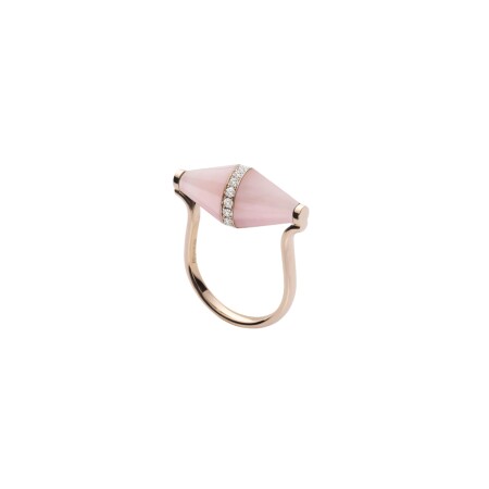 Bague Heavenly Celest en or rose, diamants et opale rose, XL