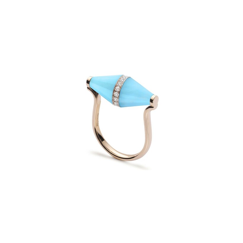 Heavenly Celest XL ring, pink gold, turquoise and diamonds