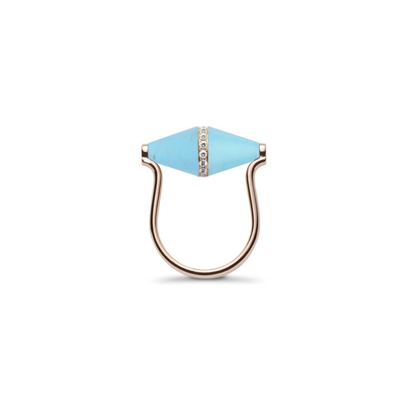 Heavenly Celest XL ring, pink gold, turquoise and diamonds