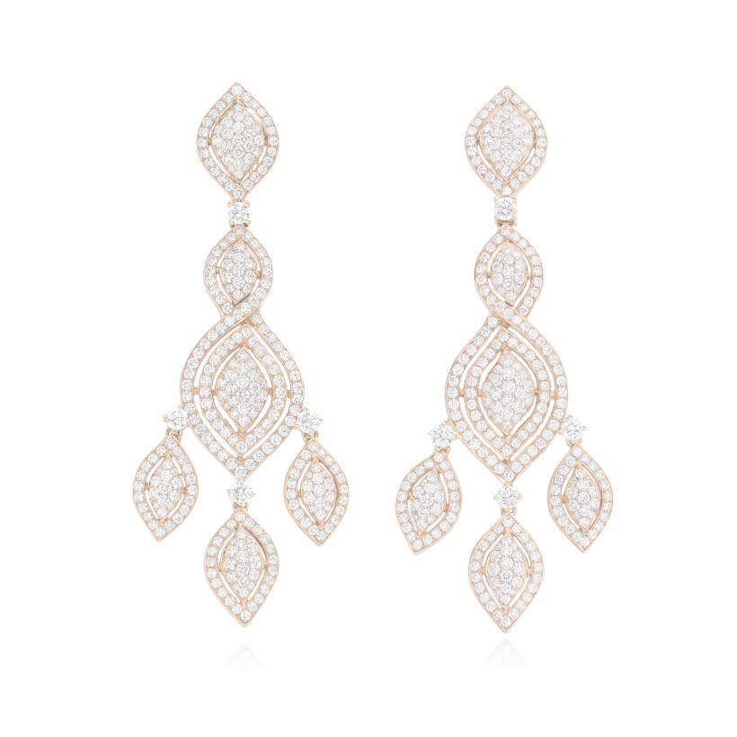 Ceremony earrings, pink gold and diamonds