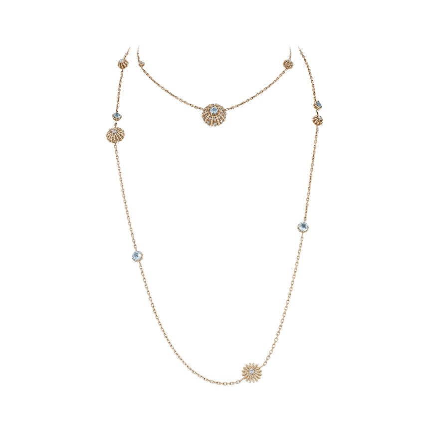 Barth Monte-Carlo Oursin necklace, rose gold and aquamarine