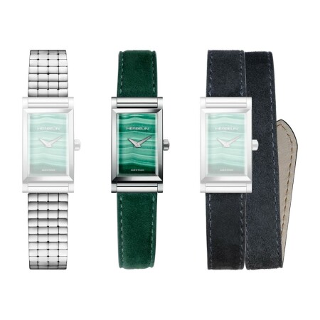 Coffret de montre HERBELIN Antarès, bracelet acier et 2 bracelets velours