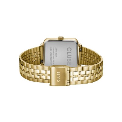 Coffret de montre Cluse La Tétragone Watch Steel, Black & Paperclip Chain Bracelet, Gold Colour