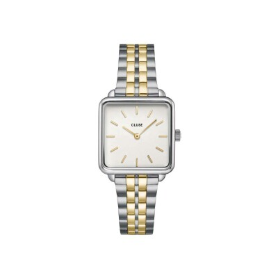 Coffret de montre Cluse La Tétragone Watch Steel, Two-Tone & Double Chain Bracelet, Silver Colour