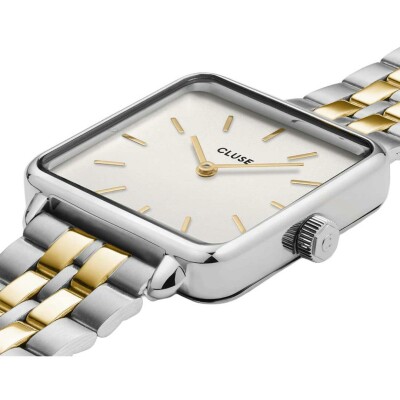 Coffret de montre Cluse La Tétragone Watch Steel, Two-Tone & Double Chain Bracelet, Silver Colour