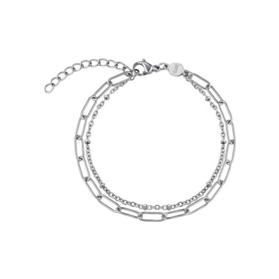 Coffret de montre Cluse La Tétragone Watch Steel, Two-Tone & Double Chain Bracelet, Silver Colour