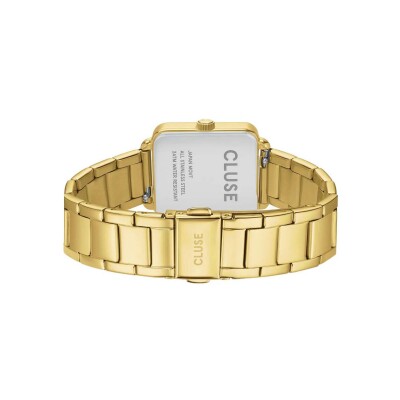 Coffret de montre Cluse La Tétragone Watch Steel, White Pearl & Curb Chain Bracelet, Gold Colour