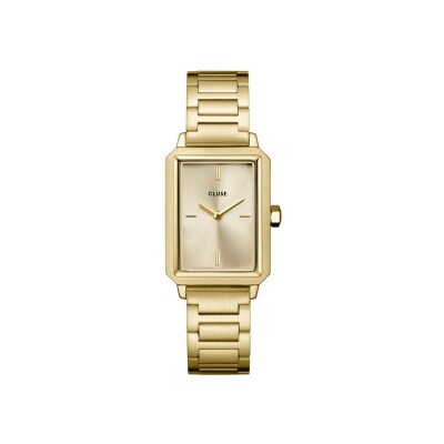 Coffret de montre Cluse Fluette Watch Steel & Double Chain Bracelet, Full Gold Colour