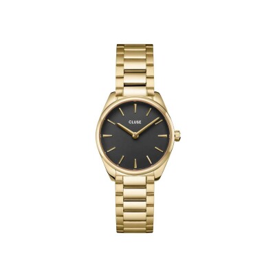 Coffret de montre Cluse Féroce Mini Watch Steel, Black & Chain Bracelet, Gold Colour