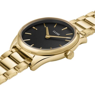 Coffret de montre Cluse Féroce Mini Watch Steel, Black & Chain Bracelet, Gold Colour