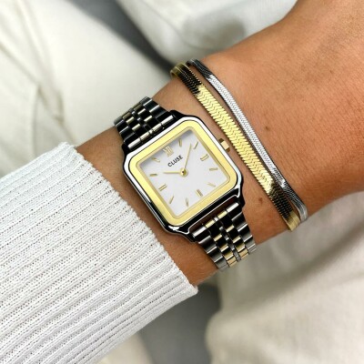 Coffret de montre Cluse Gracieuse Petite Watch Steel & Double Snake Bracelet, Two-Tone