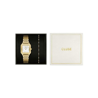 Coffret de montre Cluse Gracieuse Petite Watch Steel, White & White Epoxy Bracelet, Gold Colour
