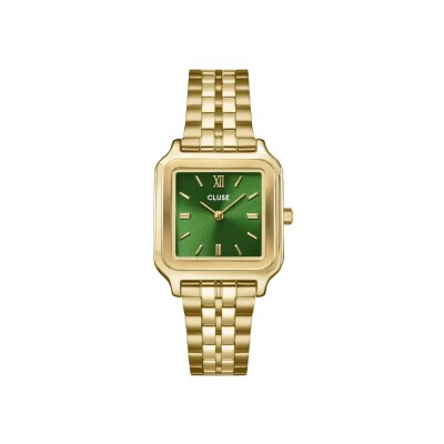 Coffret de montre Cluse Gracieuse Watch Steel Forest Green & Malachite Bracelet, Gold Colour