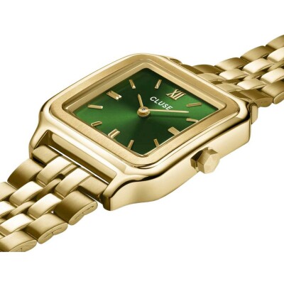 Coffret de montre Cluse Gracieuse Watch Steel Forest Green & Malachite Bracelet, Gold Colour