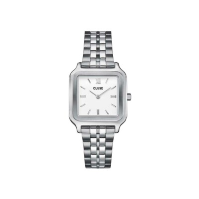 Coffret de montre Cluse Gracieuse Watch Steel, White & Élevé Tennis Bracelet, Silver Colour