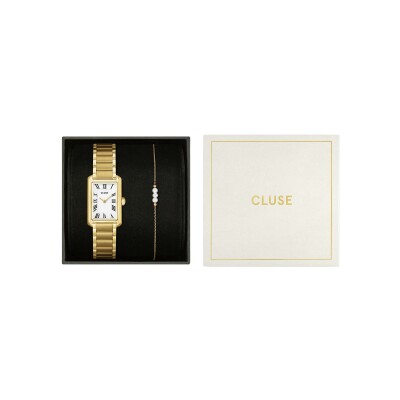 Coffret de montre Cluse Belisenna Watch Steel, White & Pearl Chain Bracelet, Gold Colour