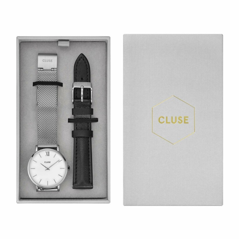 Coffret de montre Cluse Minuit  Silver, White & Black