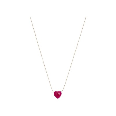 Collier Une A Une Goutte en laiton doré et onyx fuchsia