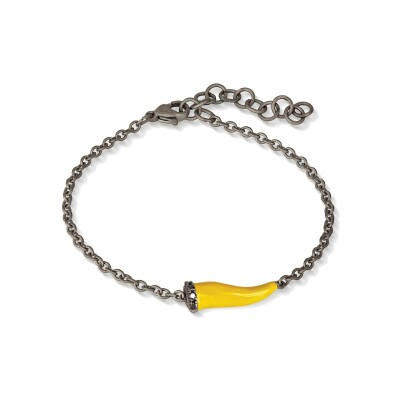 Bracelet Mano J en titane, email et diamants noirs