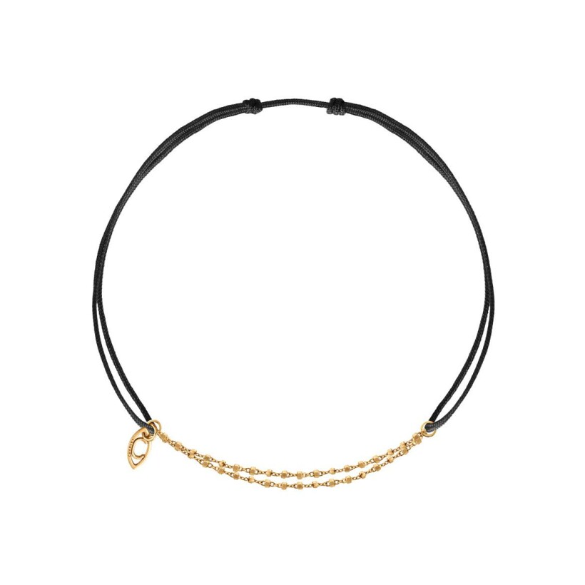 Bracelet de cheville sur cordon Charlet Diamantée en or jaune