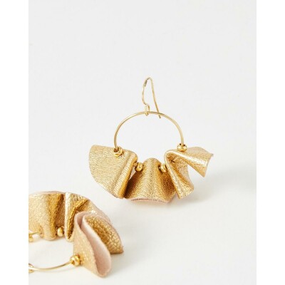 Boucles d'oreilles FlowersforZoé CHLOE en acier doré et cuir
