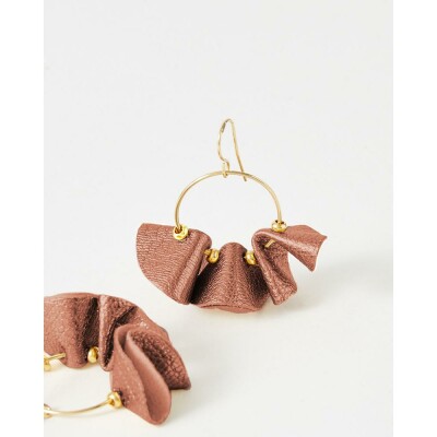 Boucles d'oreilles FlowersforZoé CHLOE en acier doré et cuir