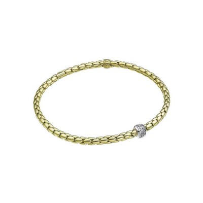 Bracelet Chimento Stretch Spring en or jaune, or blanc et diamant 0.23ct, 17cm